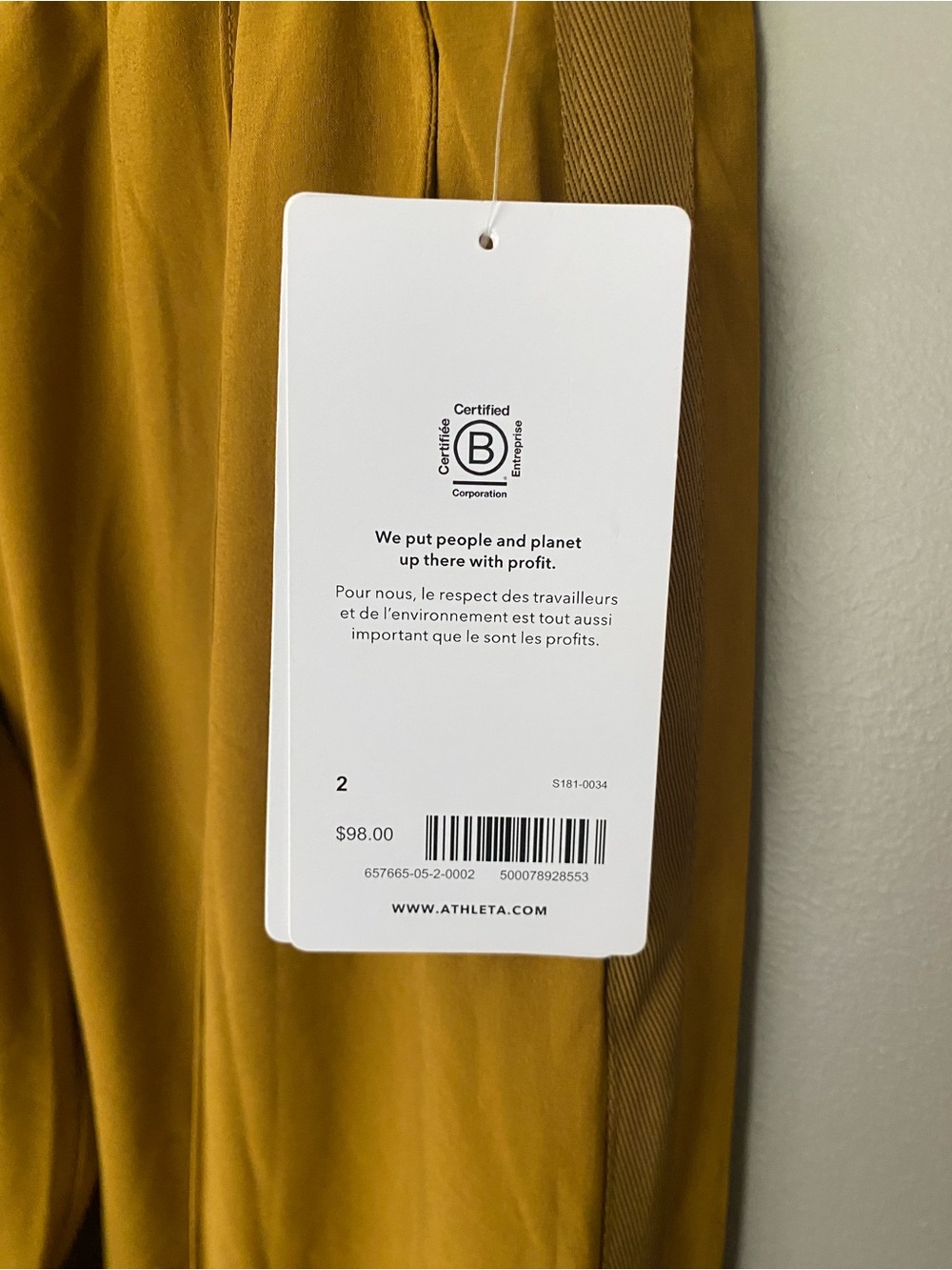 NWT ATHLETA Nolita Wide Leg Pants In Brass Yellow Size 2 - Picture 5 of 9
